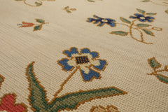 8x10 Ivory, Blue, Green Color Hand Woven Portugese Needlepoint Wool Traditional Oriental Rug