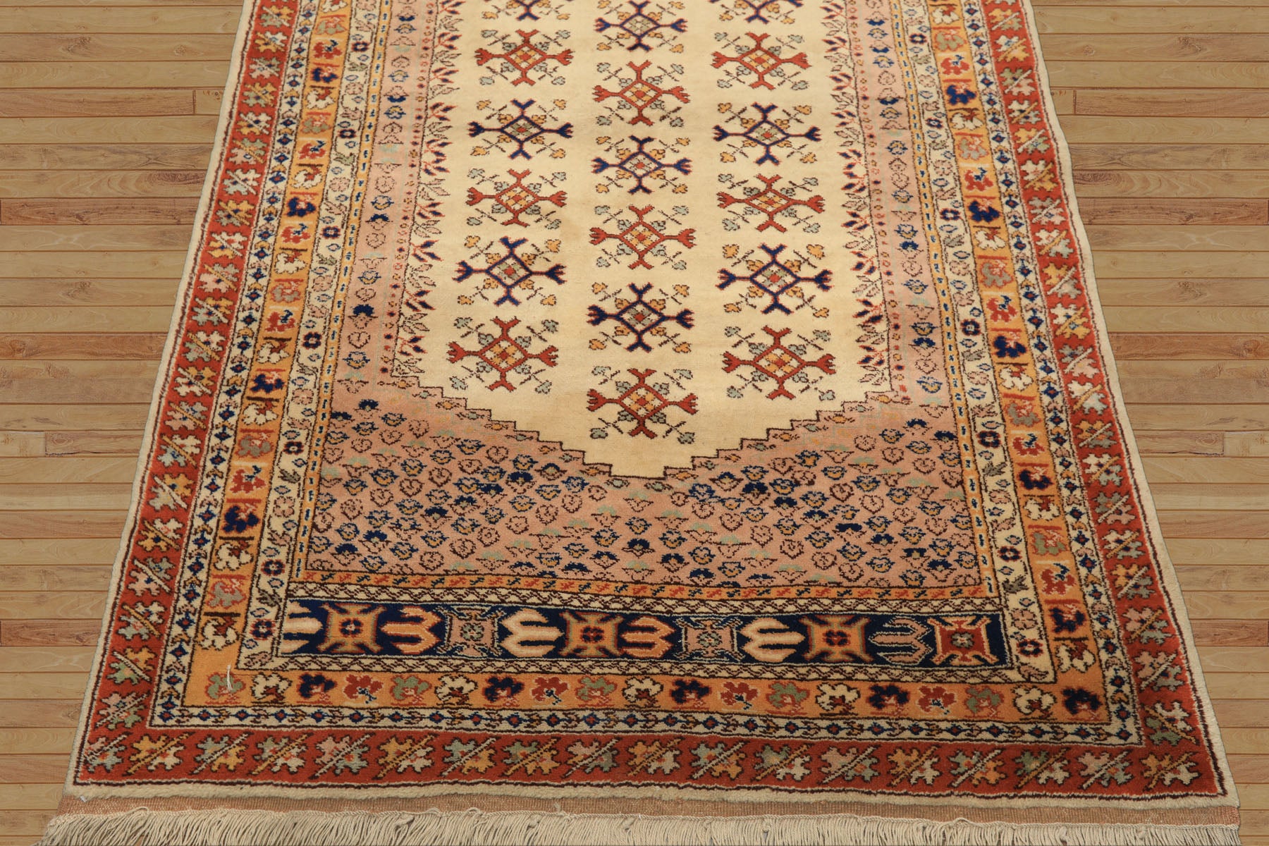 4x6 Beige, Burnt Orange, Gold Color Hand Knotted Turkish Kula Wool Traditional Oriental Rug