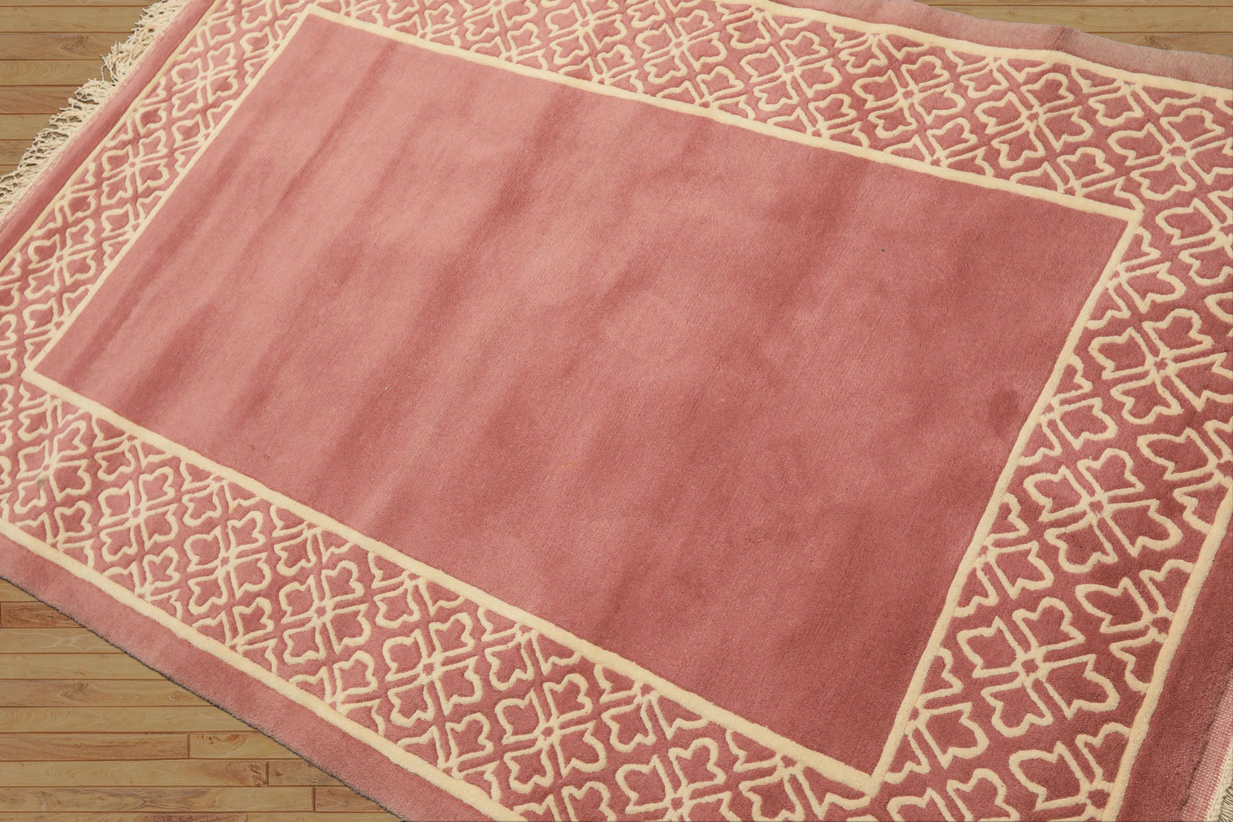 4x6 Blush, Ivory, Color Hand Knotted Indo Tibetan Wool Transitional Oriental Rug