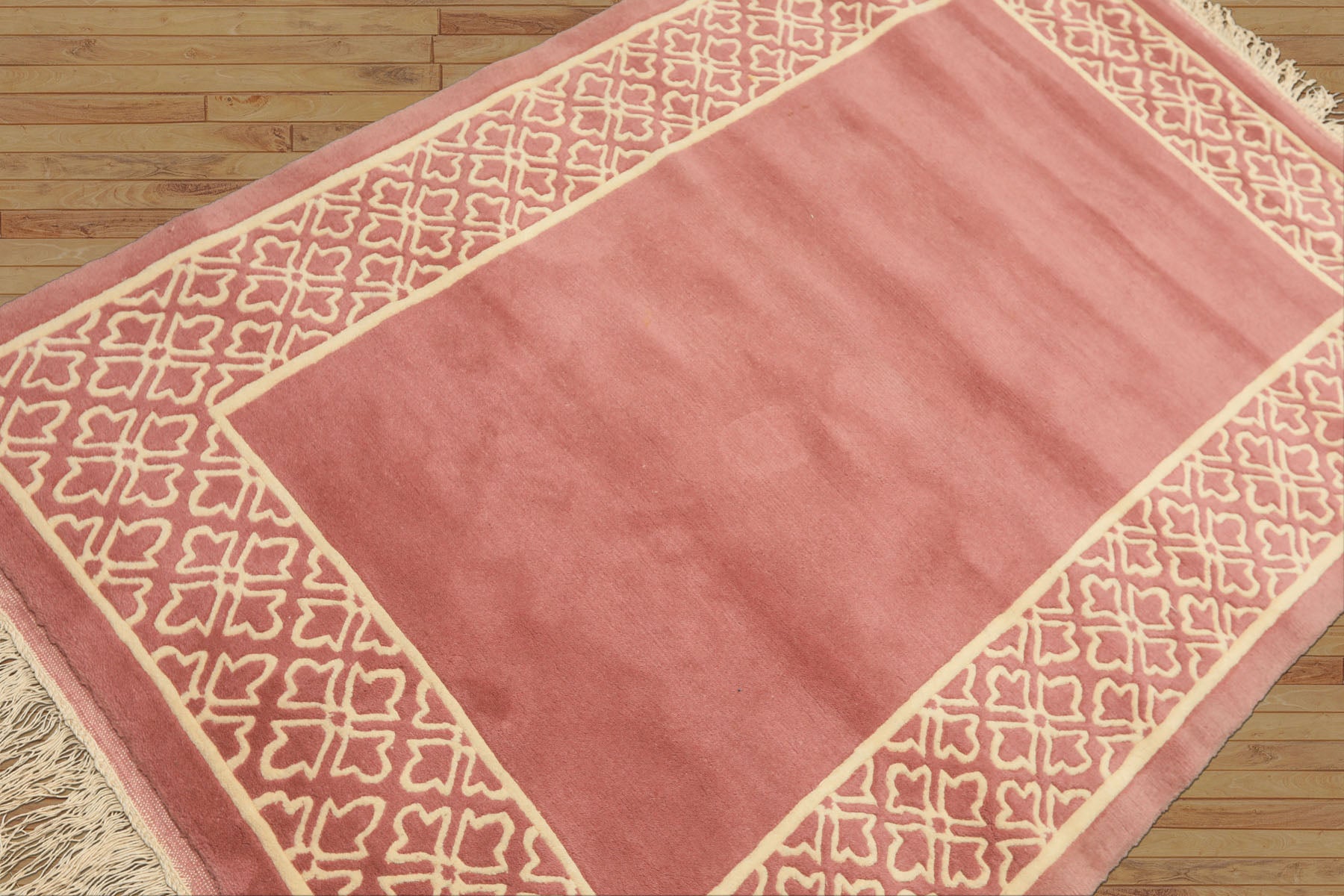 4x6 Blush, Ivory, Color Hand Knotted Indo Tibetan Wool Transitional Oriental Rug