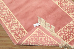 4x6 Blush, Ivory, Color Hand Knotted Indo Tibetan Wool Transitional Oriental Rug
