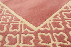 4x6 Blush, Ivory, Color Hand Knotted Indo Tibetan Wool Transitional Oriental Rug