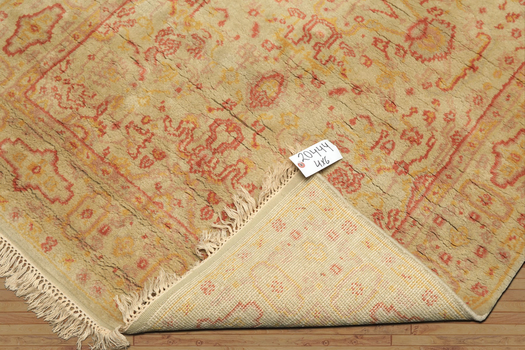 4x6 Mint, Gold, Rose Color Hand Knotted Indo Oushak Wool Traditional Oriental Rug