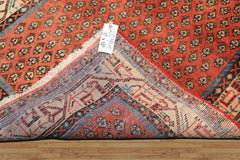 Runner Rust, Ivory, Blue Color Hand Knotted Vintage Gul Wool Traditional Oriental Rug