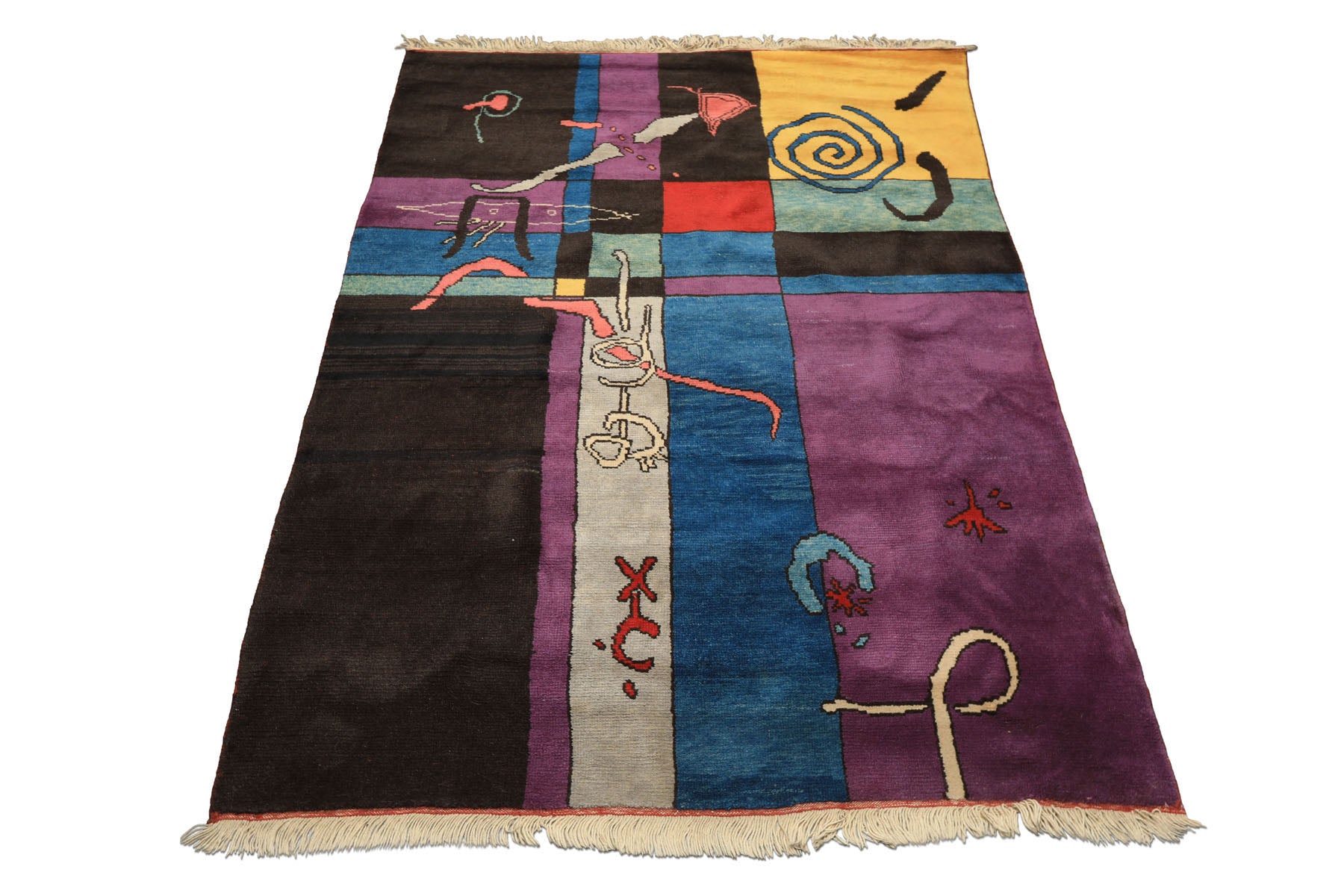 5x7 Chocolate, Lavender, Blue Color Hand Knotted Oushak Wool Art Deco Oriental Rug