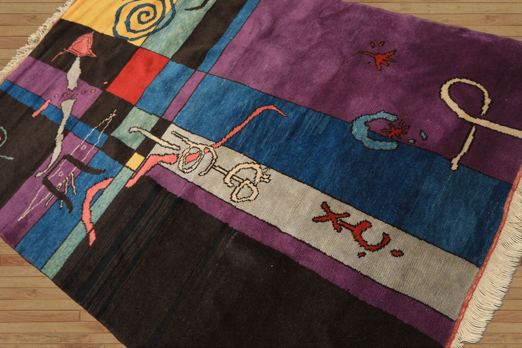 5x7 Chocolate, Lavender, Blue Color Hand Knotted Oushak Wool Art Deco Oriental Rug