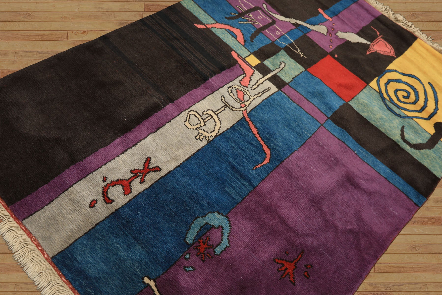 5x7 Chocolate, Lavender, Blue Color Hand Knotted Oushak Wool Art Deco Oriental Rug