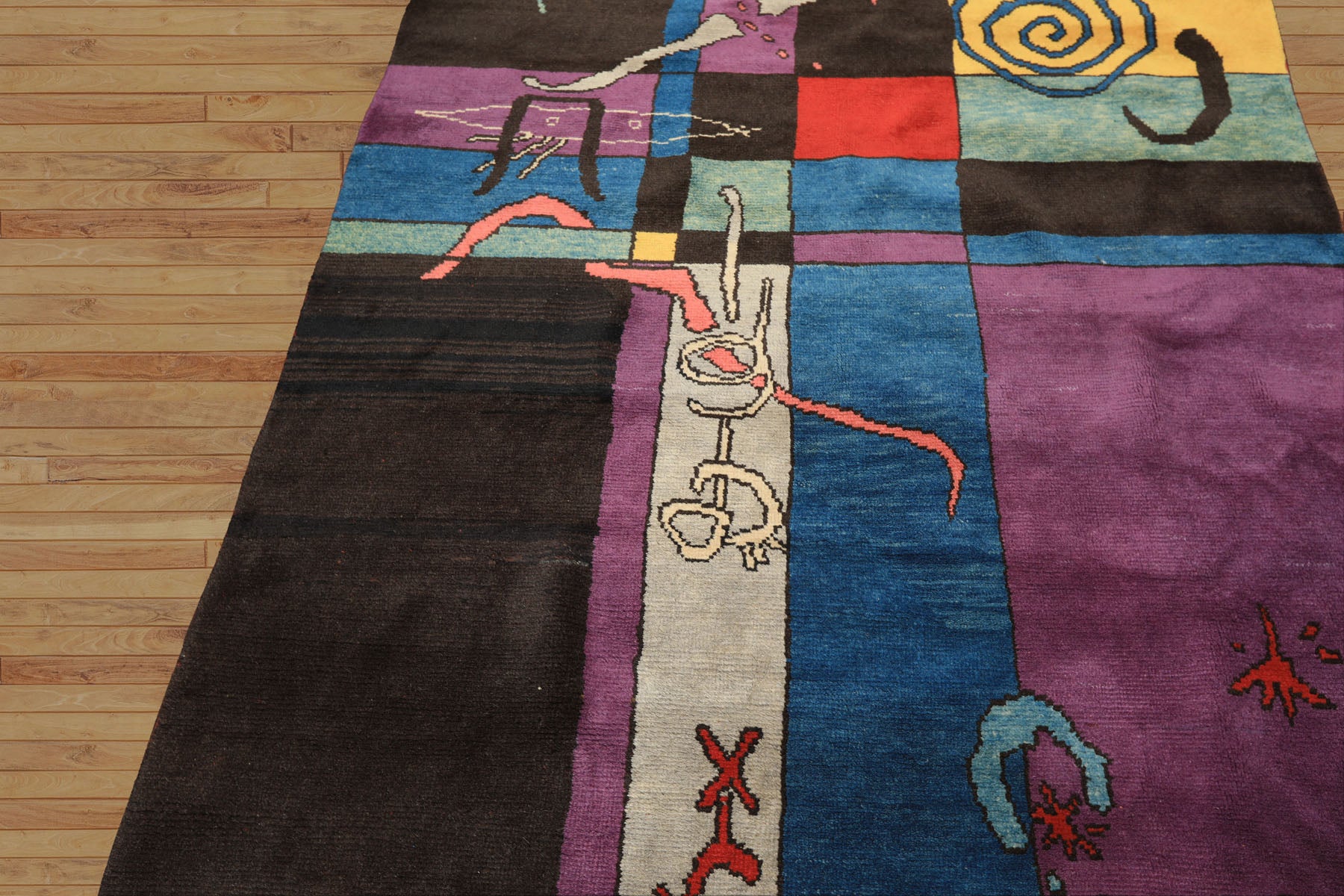 5x7 Chocolate, Lavender, Blue Color Hand Knotted Oushak Wool Art Deco Oriental Rug