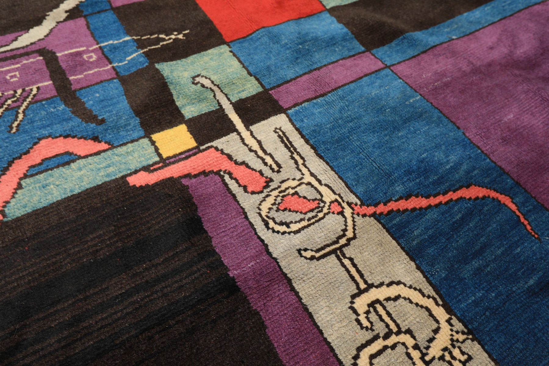 5x7 Chocolate, Lavender, Blue Color Hand Knotted Oushak Wool Art Deco Oriental Rug