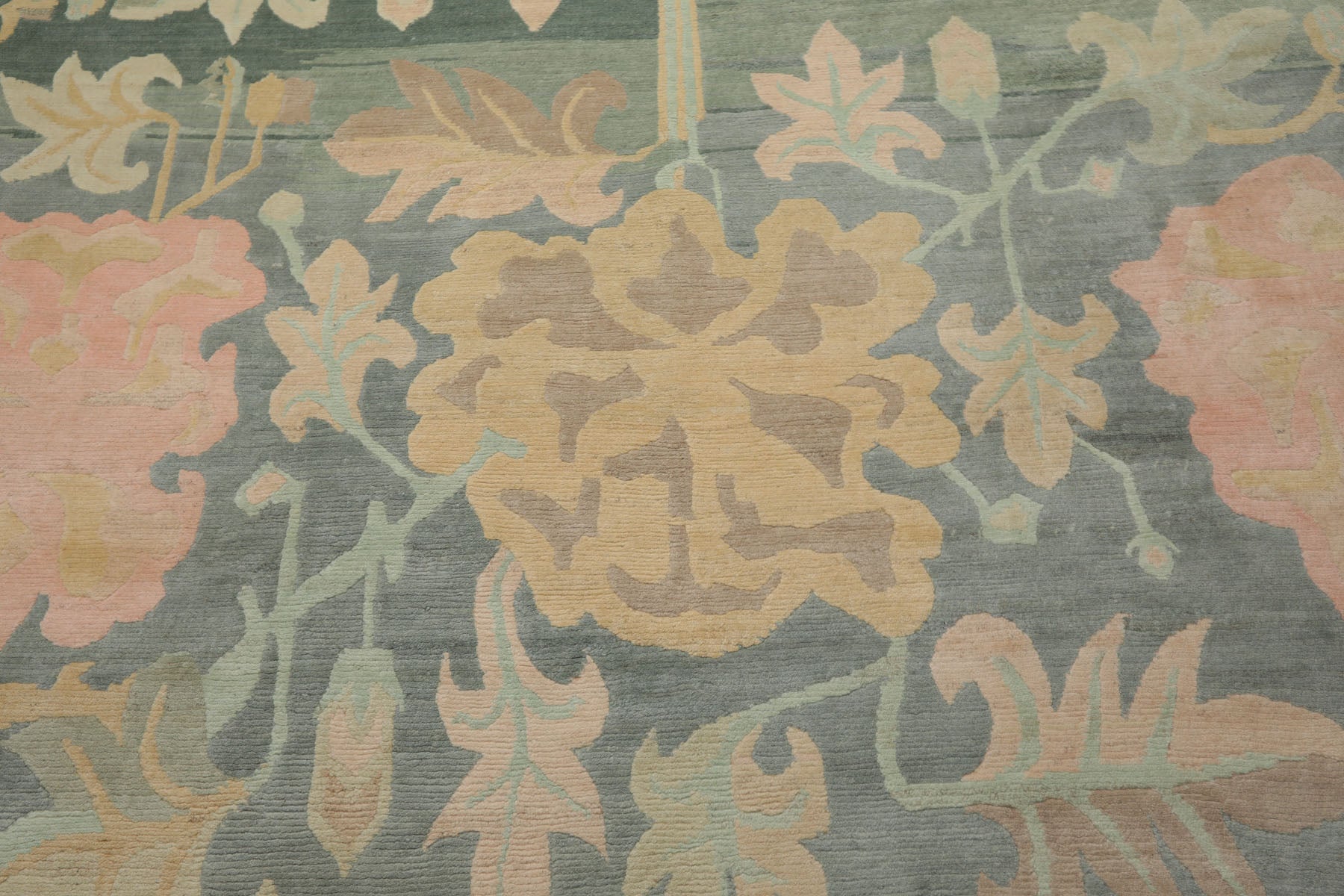 8x10 Aqua, Rose, Beige Color Hand Knotted Tibetan Wool Art Deco Oriental Rug
