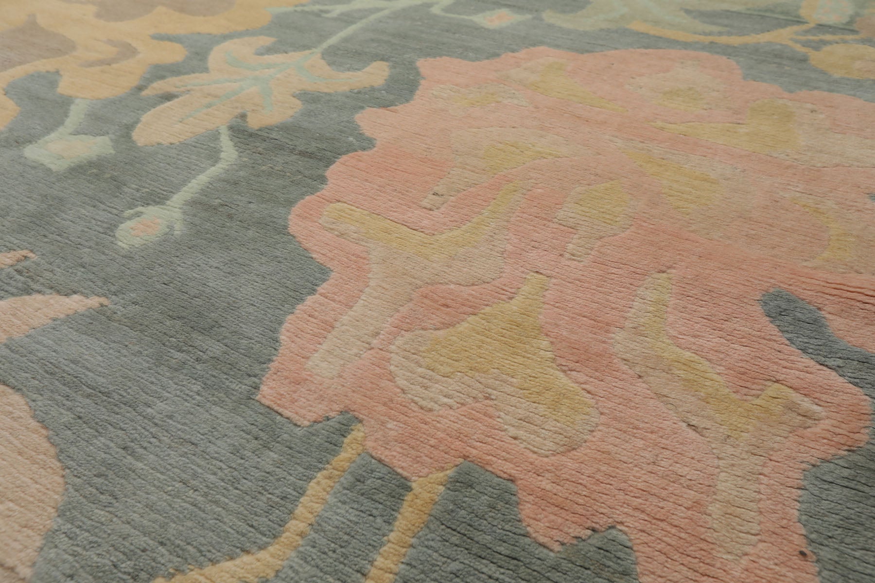 8x10 Aqua, Rose, Beige Color Hand Knotted Tibetan Wool Art Deco Oriental Rug