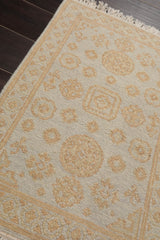 2x3 Gray, Tan, Color Hand Knotted All-Over 100% Wool Transitional Oriental Rug