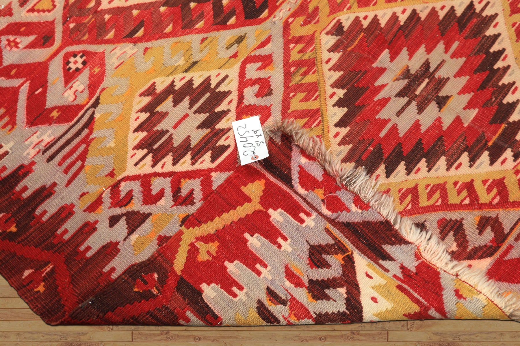 5x9 Gray, Rust, Red Color Hand Woven Turkish Kilim Wool Traditional Oriental Rug