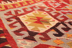 5x9 Gray, Rust, Red Color Hand Woven Turkish Kilim Wool Traditional Oriental Rug