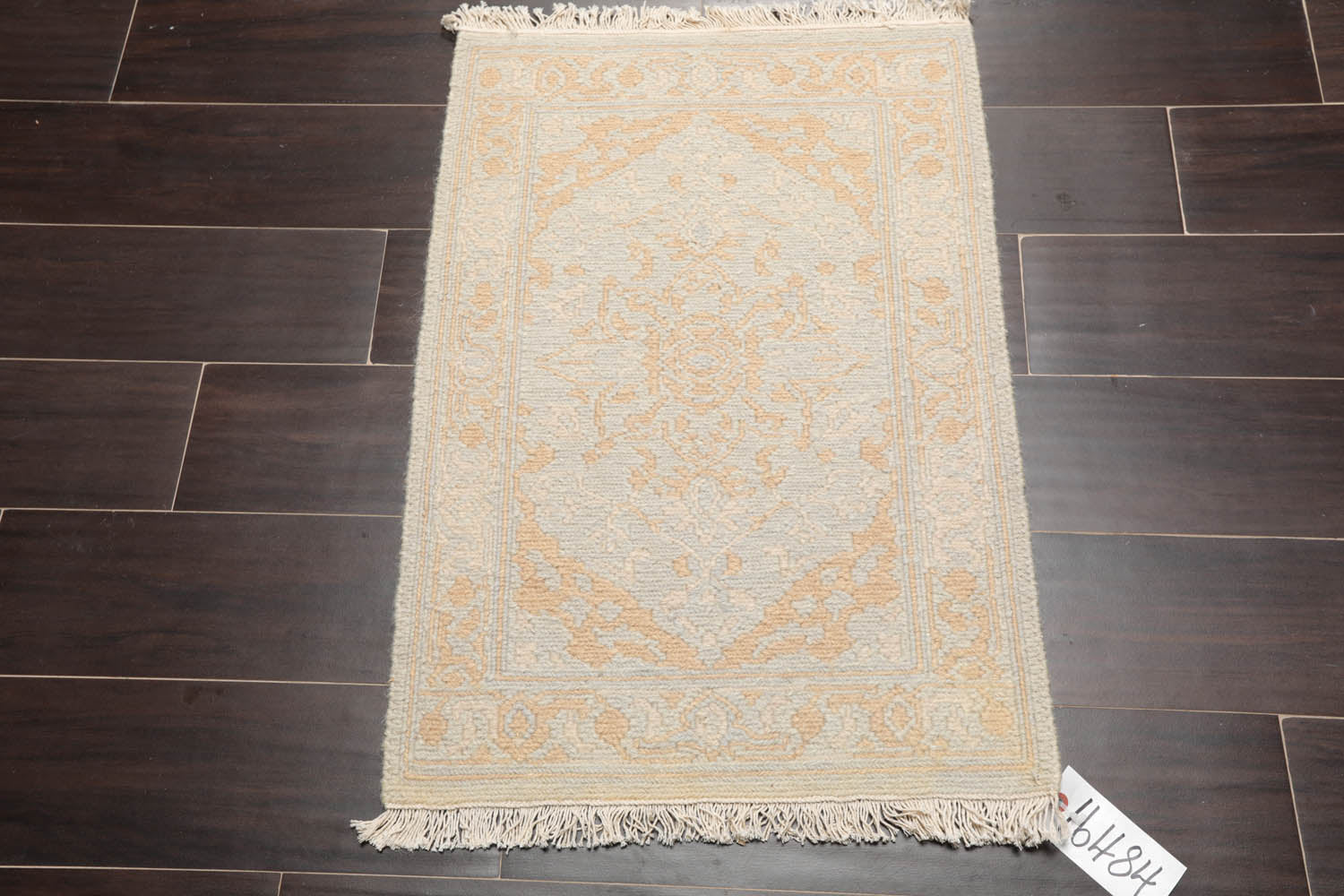 2x3 Gray, Tan, Beige Color Hand Knotted All-Over 100% Wool Transitional Oriental Rug