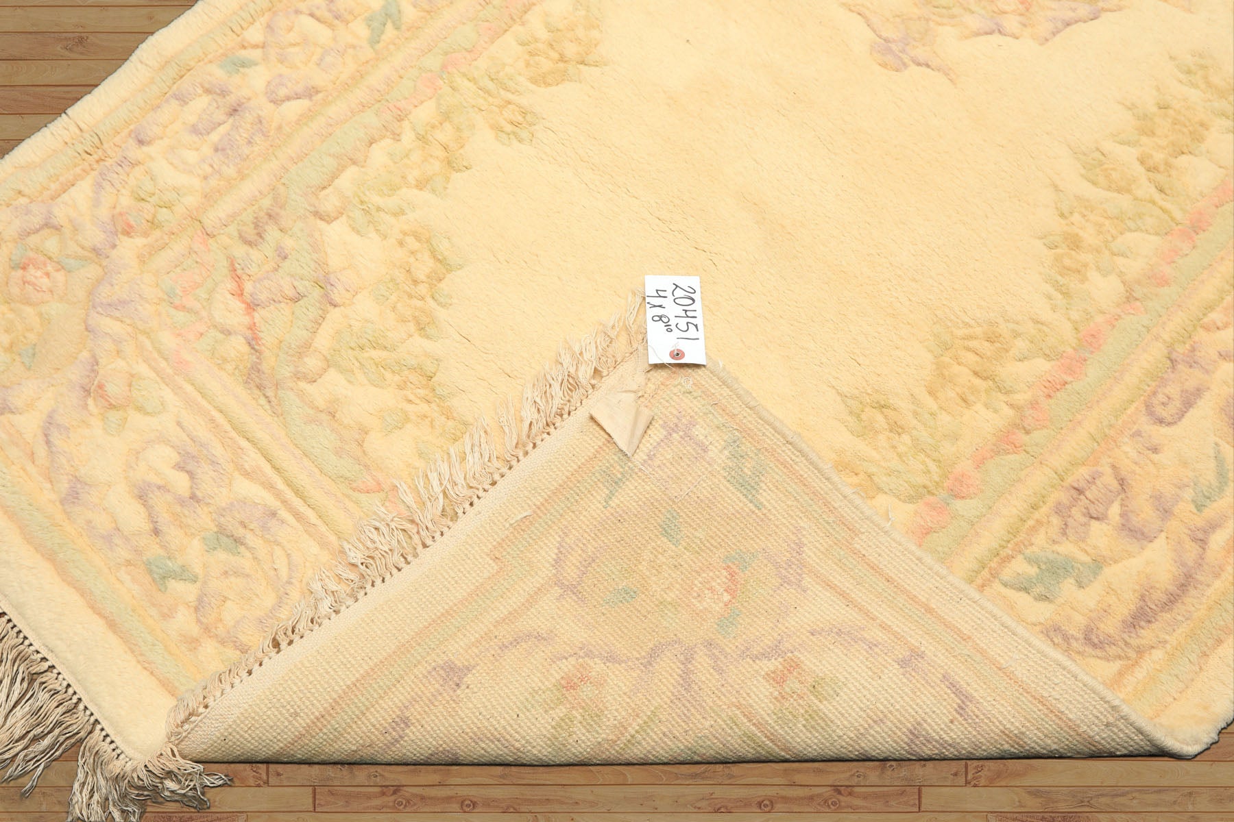 Runner Ivory, Mint, Lavender Color Hand Knotted French Aubusson savonnerie Wool Traditional Oriental Rug