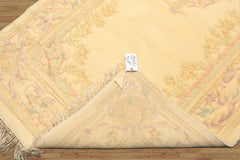 Runner Ivory, Mint, Lavender Color Hand Knotted French Aubusson savonnerie Wool Traditional Oriental Rug