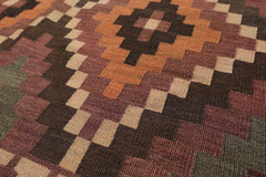 7x9 Aubergine, Gray, Peach Color Hand Woven Afghan Kilim Wool Southwestern Oriental Rug