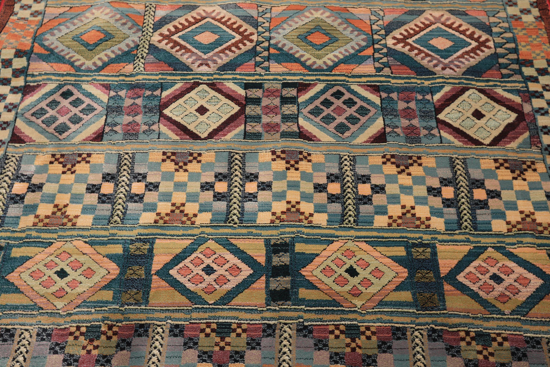 5x8 Teal, Ivory, Peach Color Machine Made Gabbeh Wool Southwestern Oriental Rug