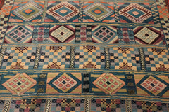 5x8 Teal, Ivory, Peach Color Machine Made Gabbeh Wool Southwestern Oriental Rug