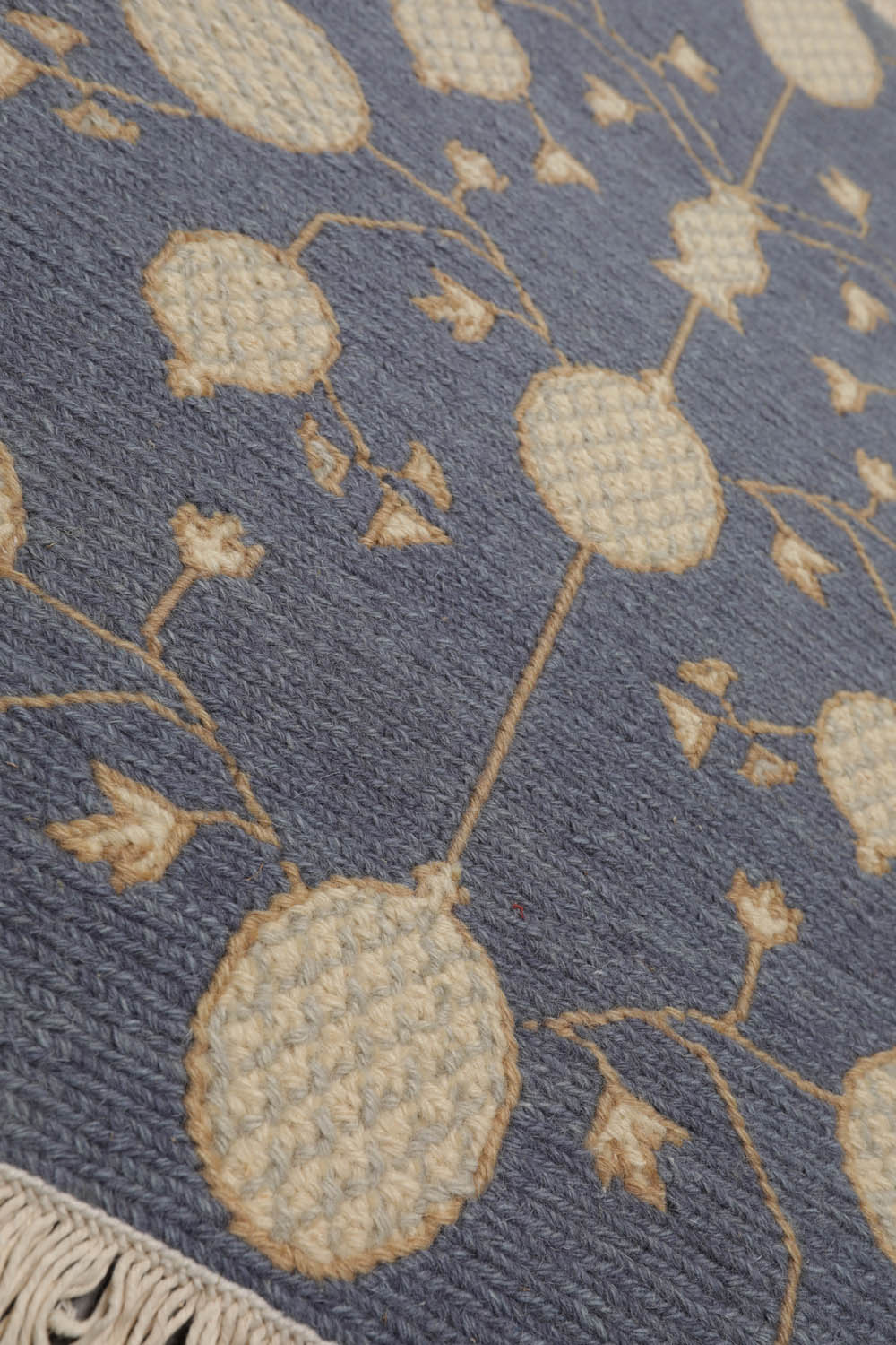 2x3 Blue, Ivory, Tan Color Hand Knotted All-Over 100% Wool Transitional Oriental Rug