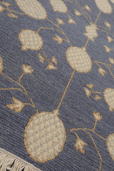 2x3 Blue, Ivory, Tan Color Hand Knotted All-Over 100% Wool Transitional Oriental Rug