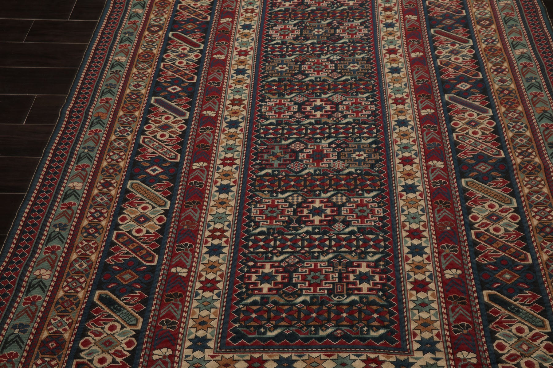 6x9 Teal, Raspberry, Ivory Color Hand Woven Kilim Wool Tribal Oriental Rug