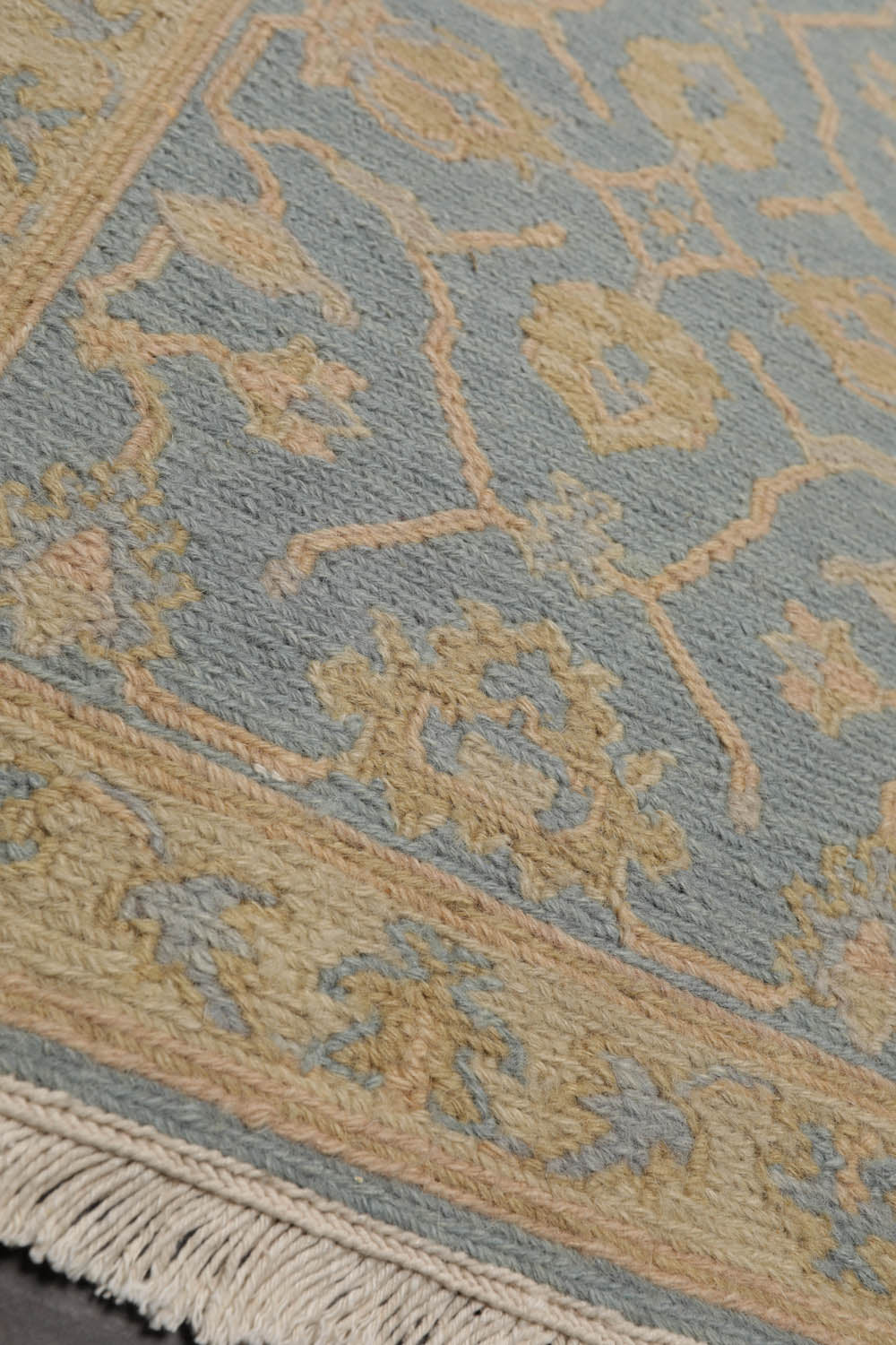2x3 Aqua, Light Gold, Color Hand Knotted All-Over 100% Wool Transitional Oriental Rug
