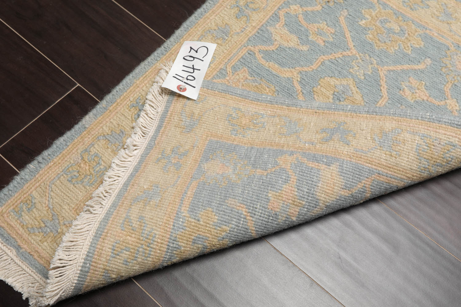 2x3 Aqua, Light Gold, Color Hand Knotted All-Over 100% Wool Transitional Oriental Rug