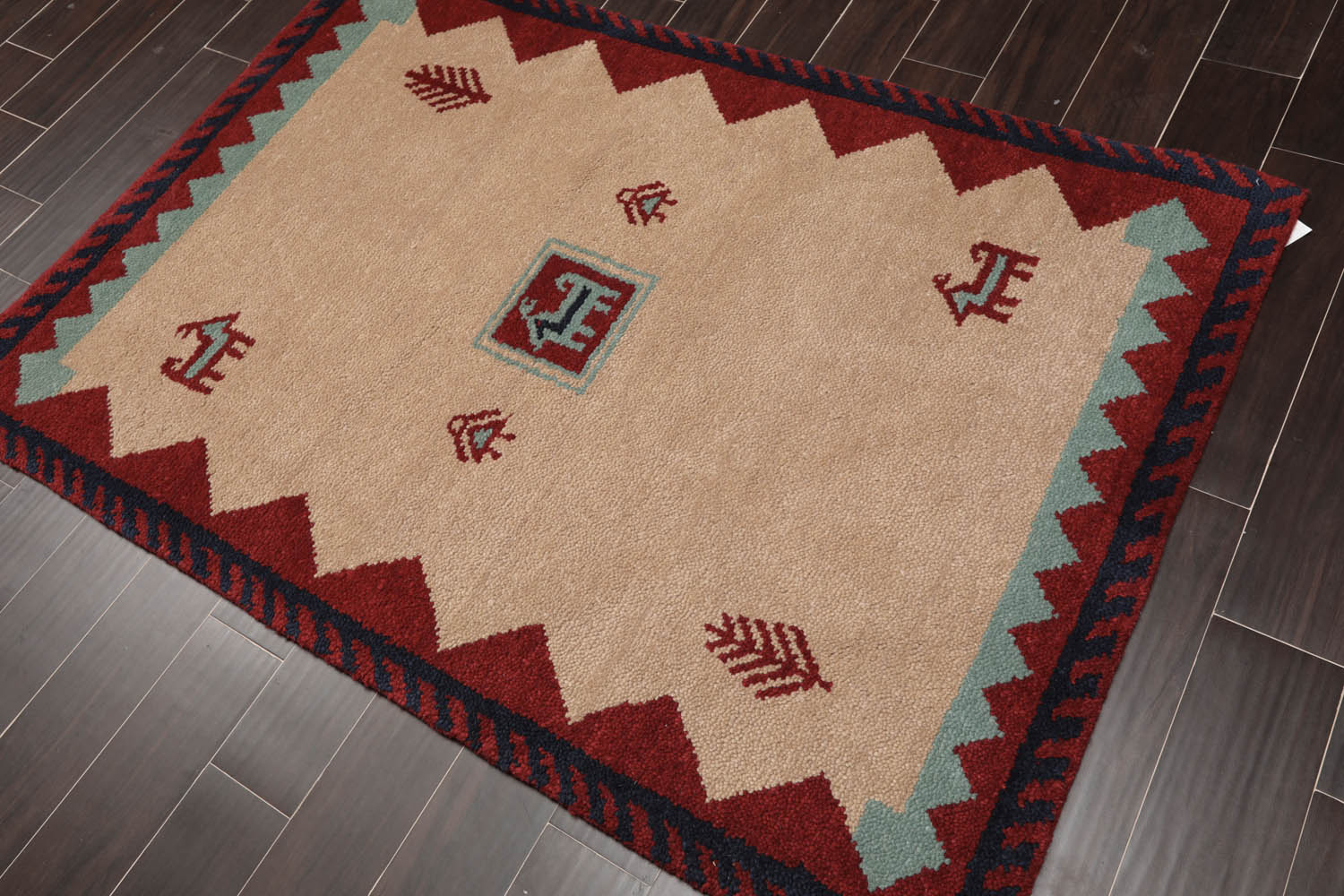 4x6 Beige, Burgundy, Navy Color Hand Knotted All-Over 100% Wool Traditional Oriental Rug