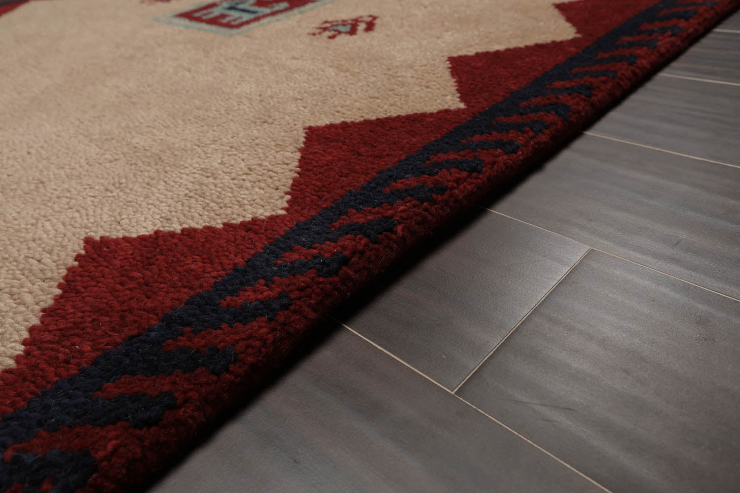 4x6 Beige, Burgundy, Navy Color Hand Knotted All-Over 100% Wool Traditional Oriental Rug