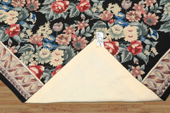 6x9 Black, Ivory, Rose Color Hand Woven French Aubusson Needlepoint Wool Traditional Oriental Rug