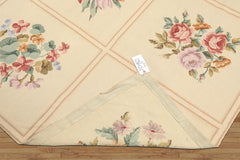 6x9 Ivory, Pink, Lavender Color Hand Woven French Aubusson Needlepoint Wool Traditional Oriental Rug