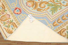 6x9 Aqua, Blue, Ivory Color Hand Woven Chainstitch Wool Traditional Oriental Rug