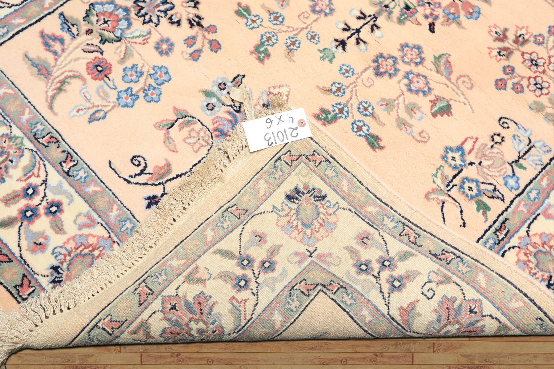 4x6 Blush, Ivory, Black Color Hand Knotted Indo Sarouk Wool Traditional Oriental Rug
