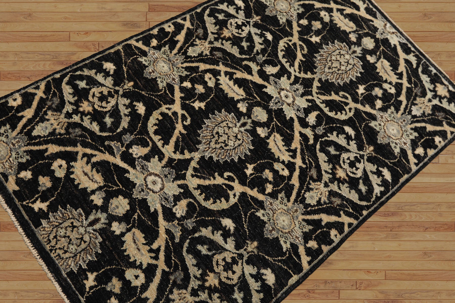 3x5 Charcoal, Beige, Gray Color Hand Knotted Indo Persian Wool Transitional Oriental Rug