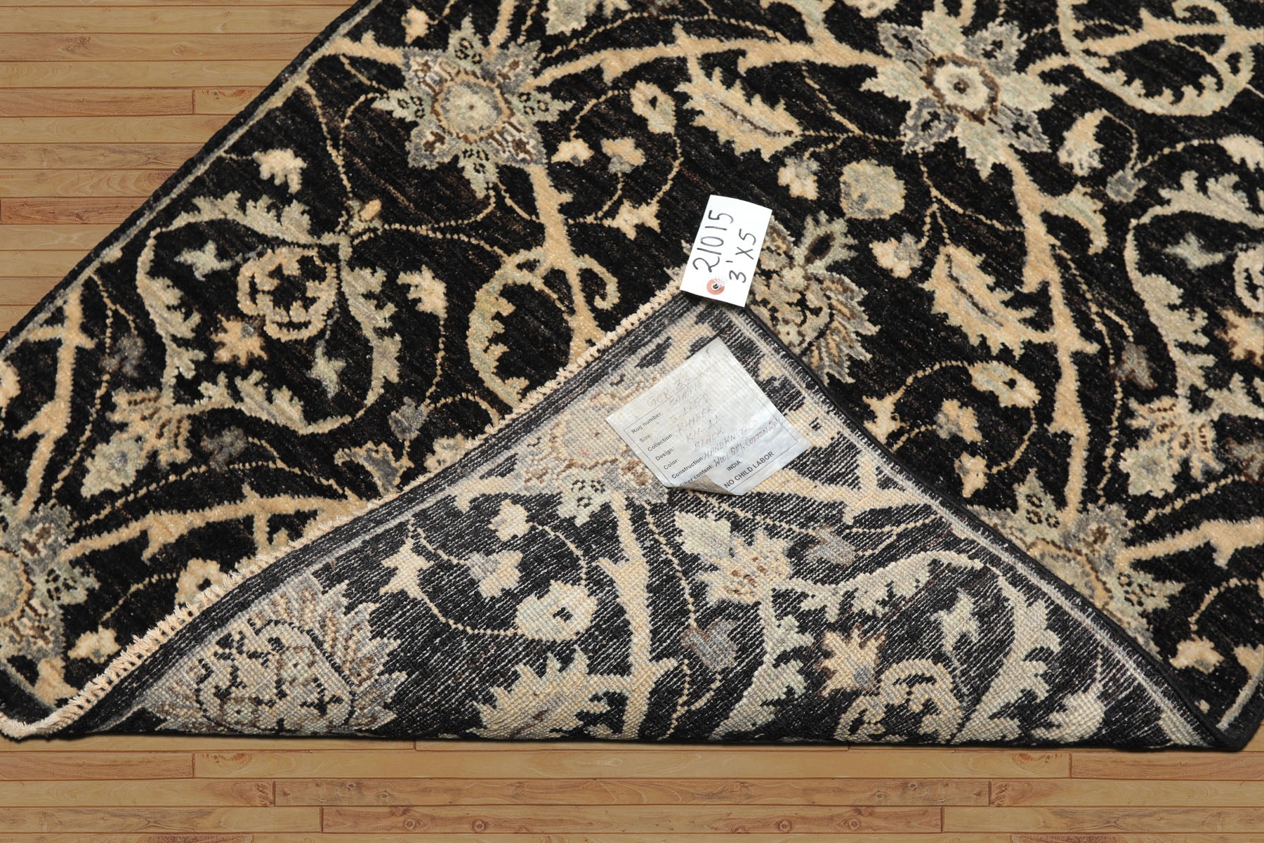 3x5 Charcoal, Beige, Gray Color Hand Knotted Indo Persian Wool Transitional Oriental Rug