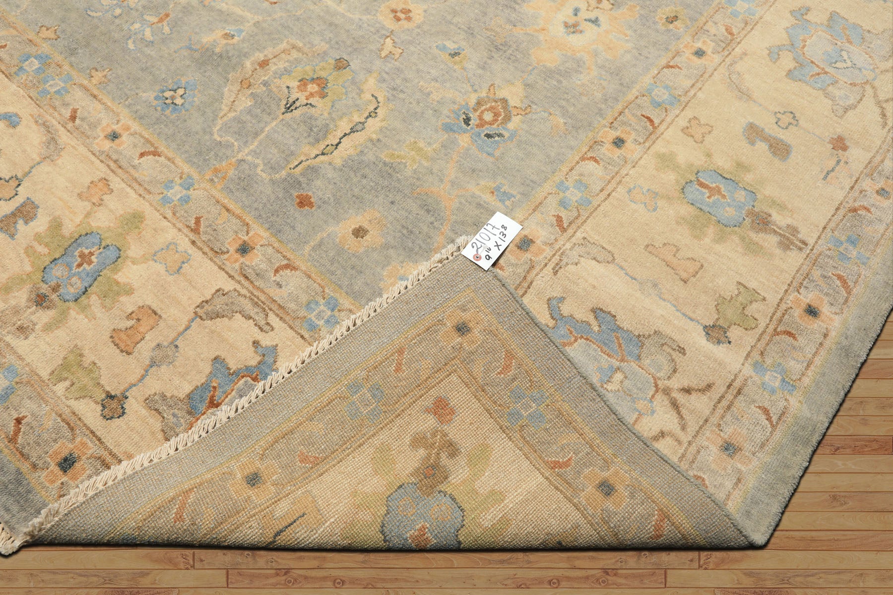 10x14 Gray, Beige, Turquoise Color Hand Knotted Oushak Wool Traditional Oriental Rug