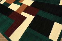 8x10 Green, Black, Maroon Color Machine Made  Polyproplene Modern Oriental Rug