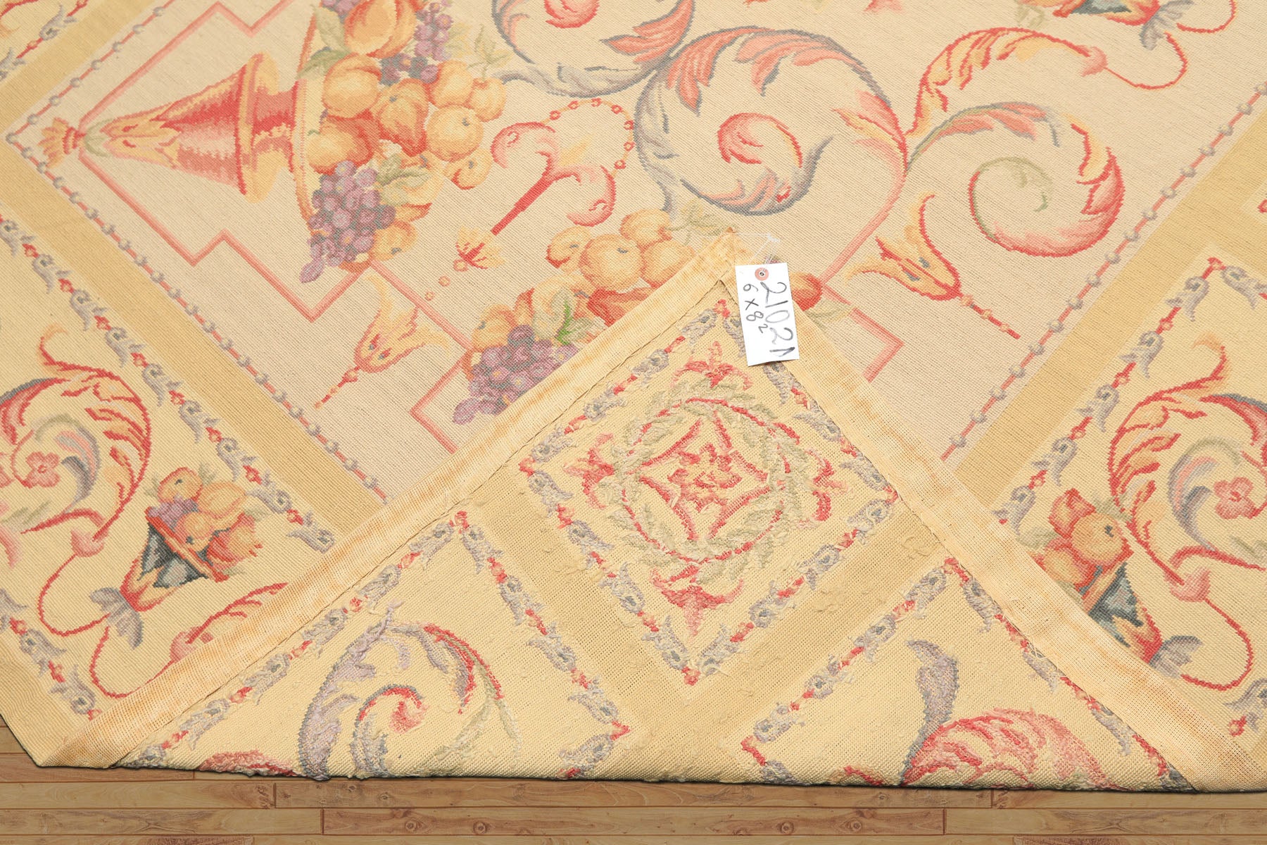 6x8 Beige, Rose, Lavender Color Hand Knotted French Aubusson Needlepoint Wool Traditional Oriental Rug