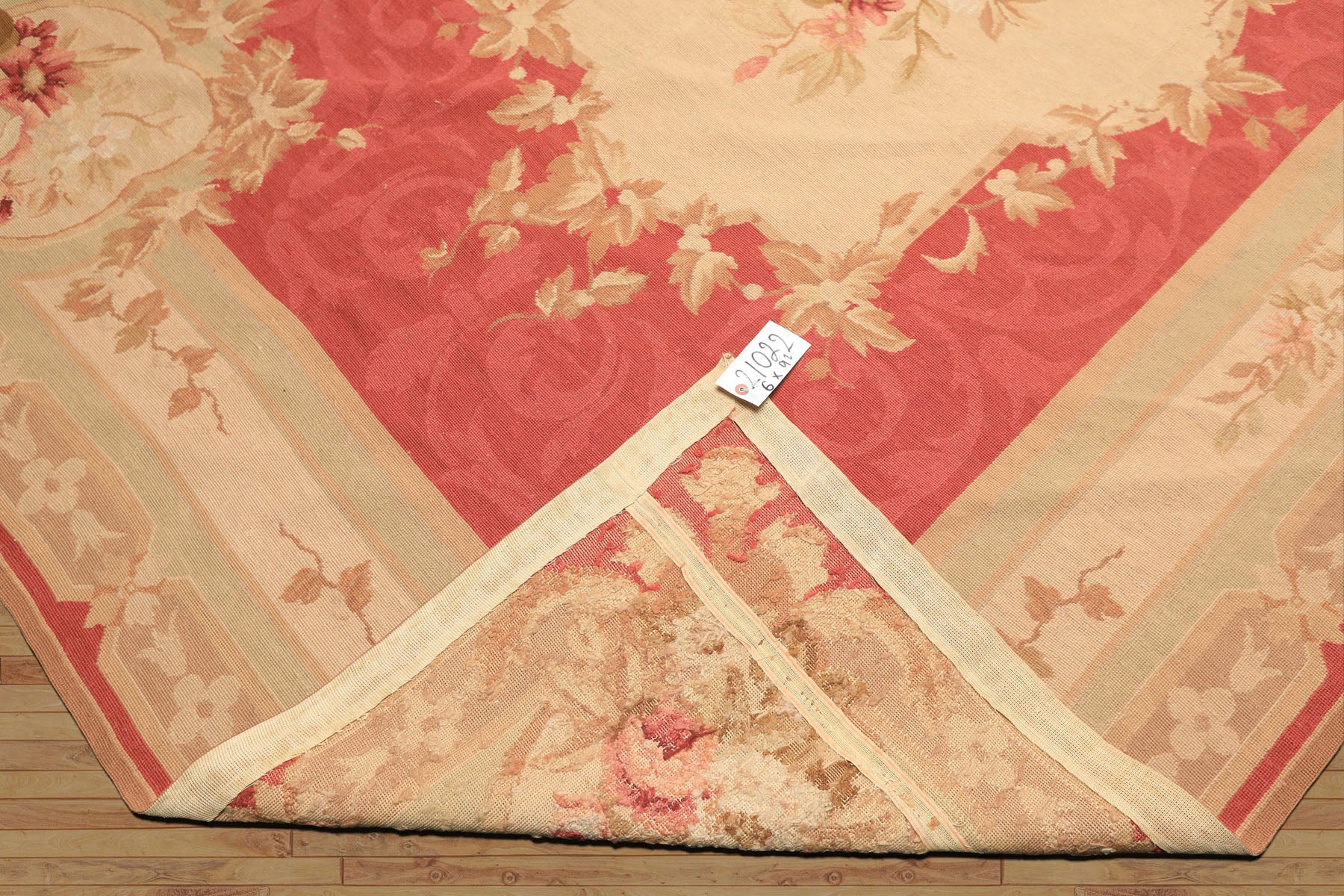 6x9 Fuschsia, Beige, Mint Color Hand Knotted French Aubusson Needlepoint Wool Traditional Oriental Rug