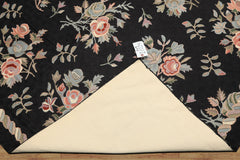 6x9 Charcoal, Rose, Green Color Hand Woven Chainstitch Wool Traditional Oriental Rug