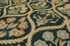 6x9 Green, Beige, Brown Color Hand Woven Chainstitch Wool Traditional Oriental Rug