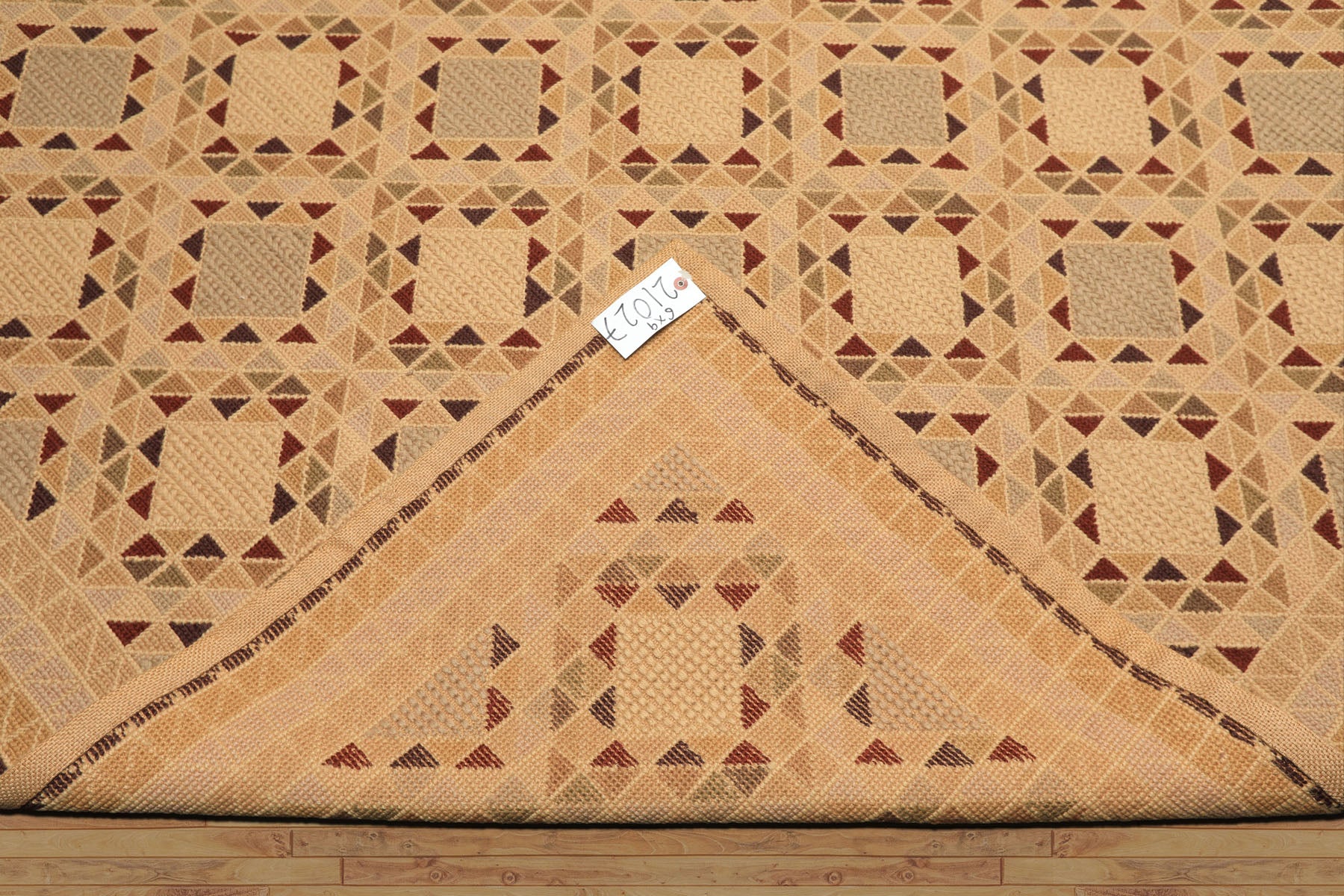 6x9 Beige, Tan, Taupe Color Hand Woven Portugese Needlepoint Wool Modern Oriental Rug