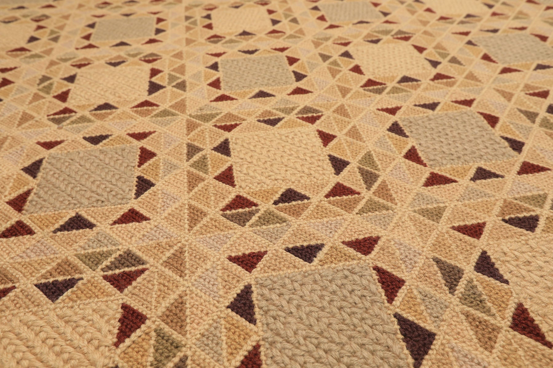 6x9 Beige, Tan, Taupe Color Hand Woven Portugese Needlepoint Wool Modern Oriental Rug