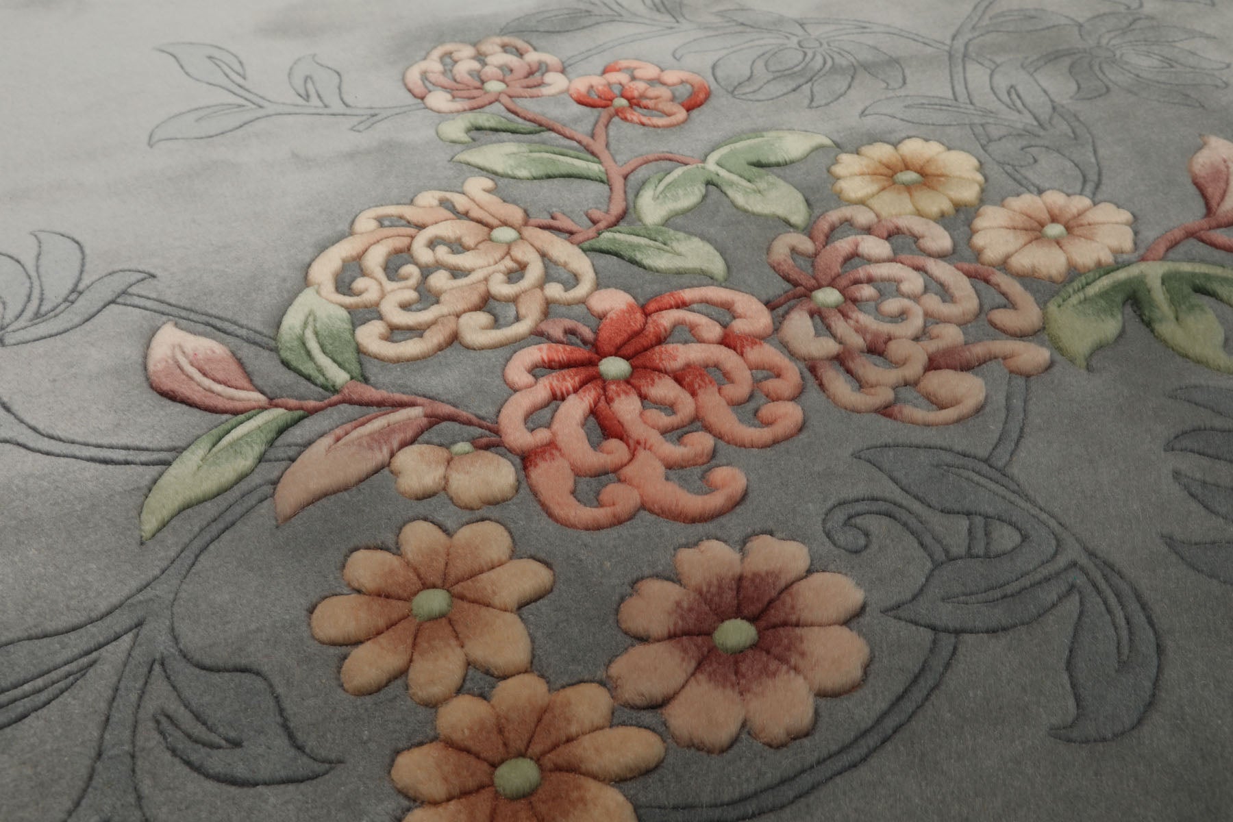 6x9 Gray, Green, Rose Color Hand Knotted French Aubusson Savonnerie Wool Traditional Oriental Rug