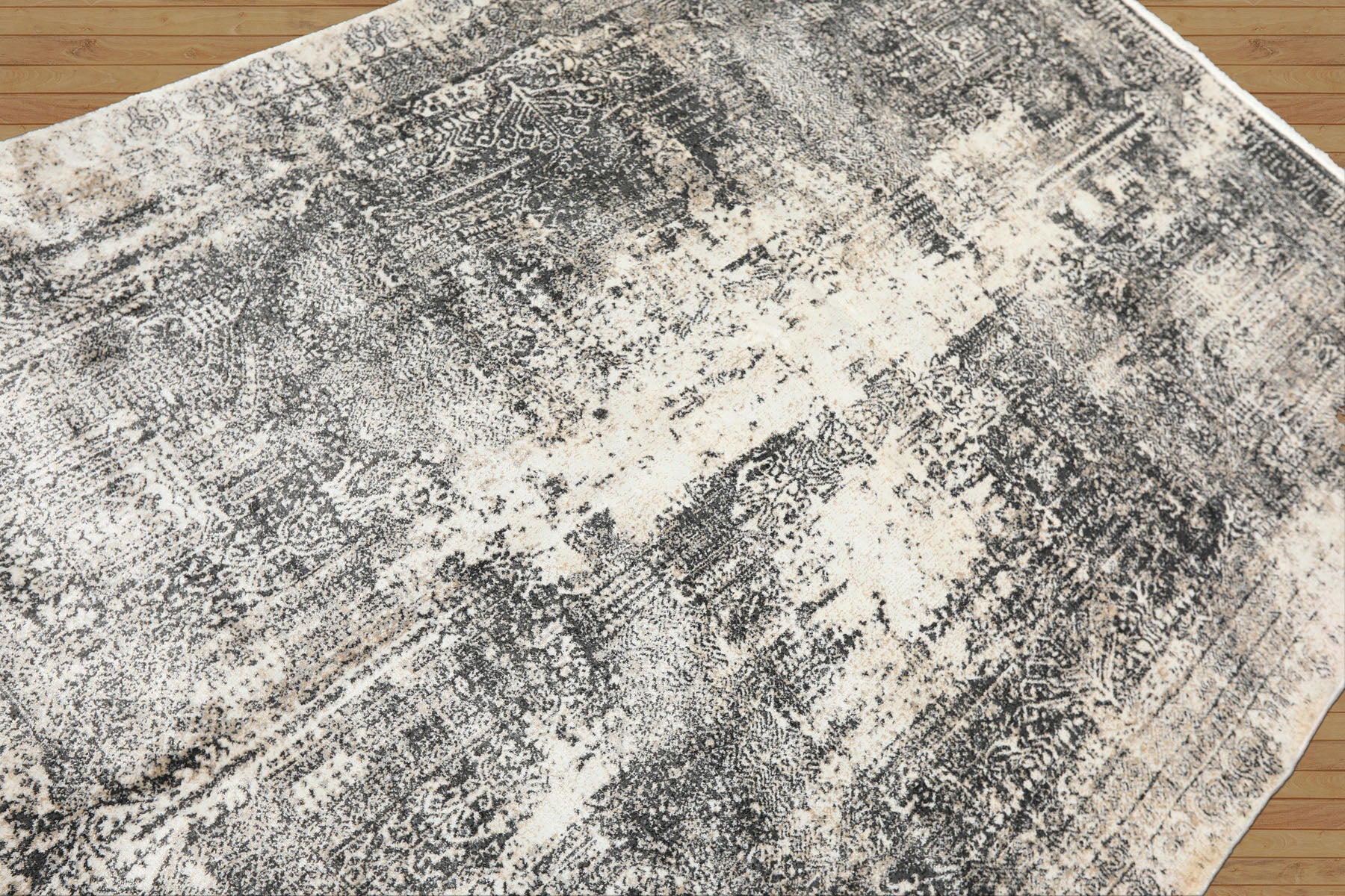 5x7 Cream, Charcoal, Color Machine Made  100% Bamboo Silk Modern & Contemporary Oriental Rug