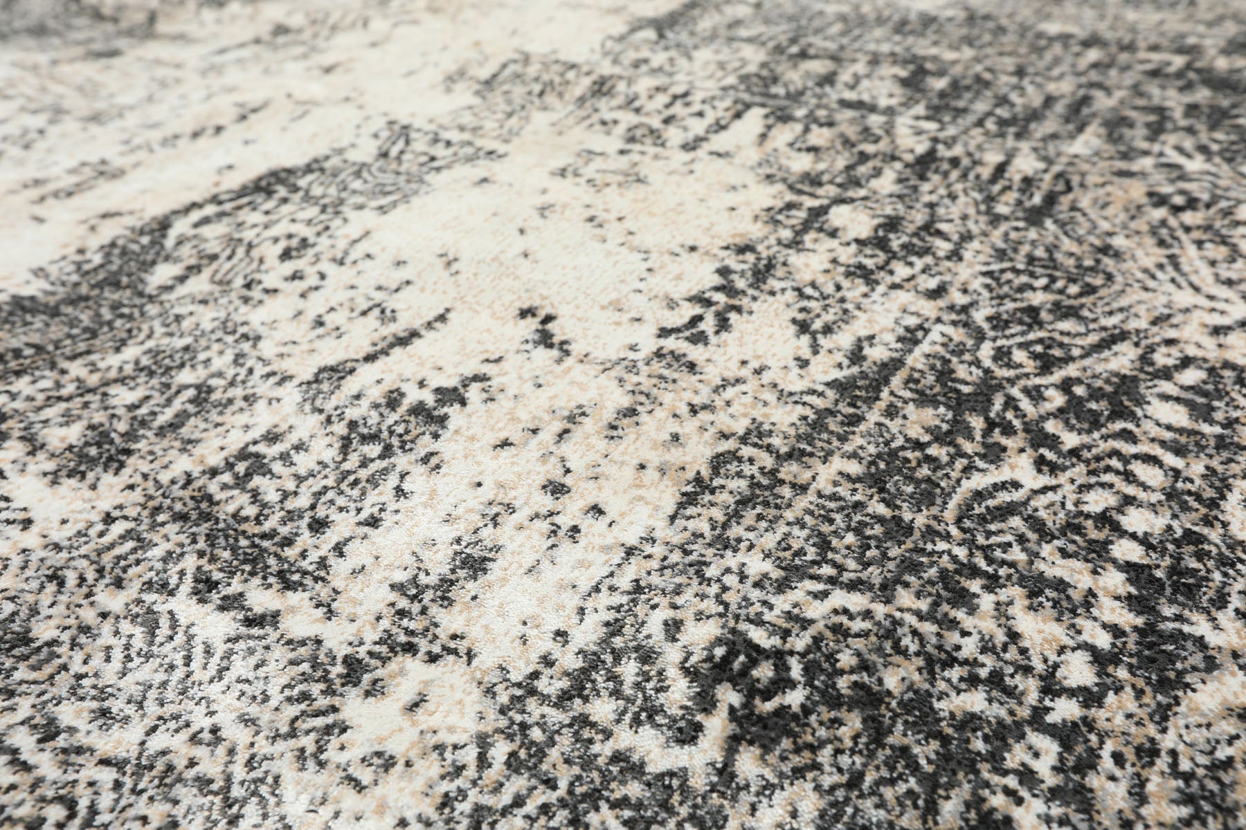 5x7 Cream, Charcoal, Color Machine Made  100% Bamboo Silk Modern & Contemporary Oriental Rug