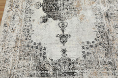 5x7 Cream, Charcoal, Gray Color Machine Made  100% Bamboo Silk Traditional Oriental Rug