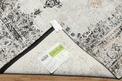 5x7 Cream, Charcoal, Gray Color Machine Made  100% Bamboo Silk Traditional Oriental Rug